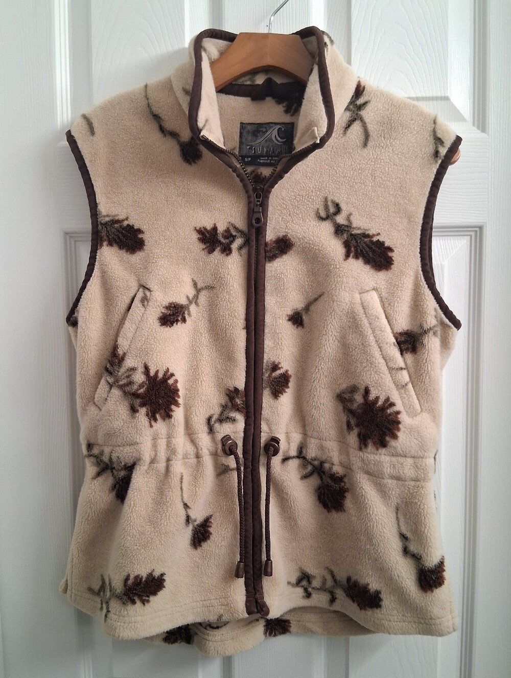 Vintage Tan And Blown Fleece Zip Up Vest Tsunami Brand Small